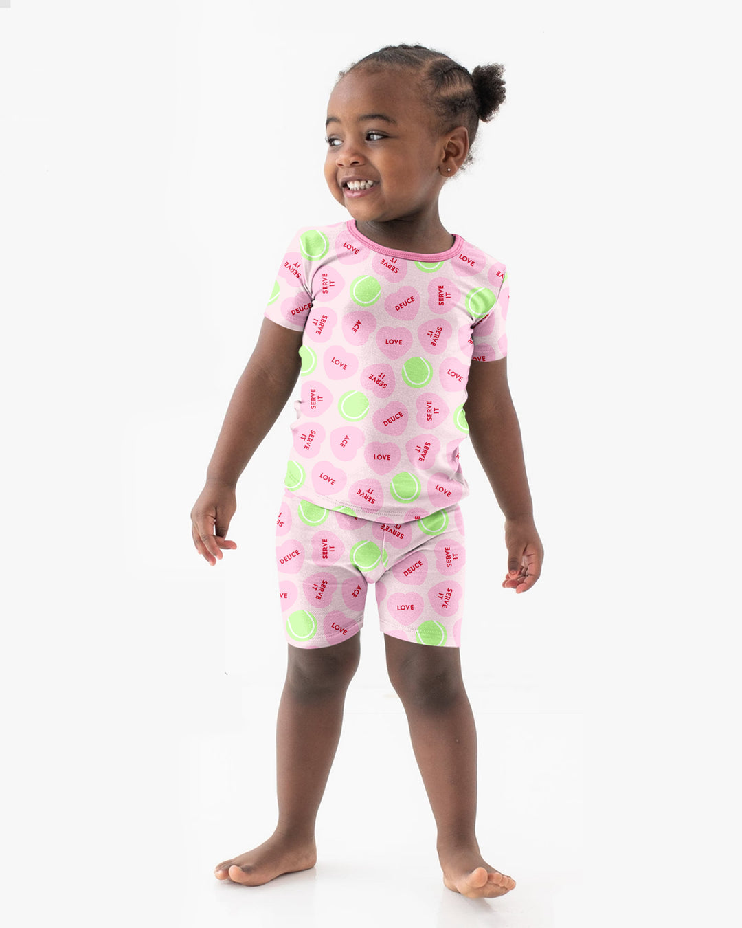 Tennis with Love Two Piece Short Sleeve Shorts Pajama Set