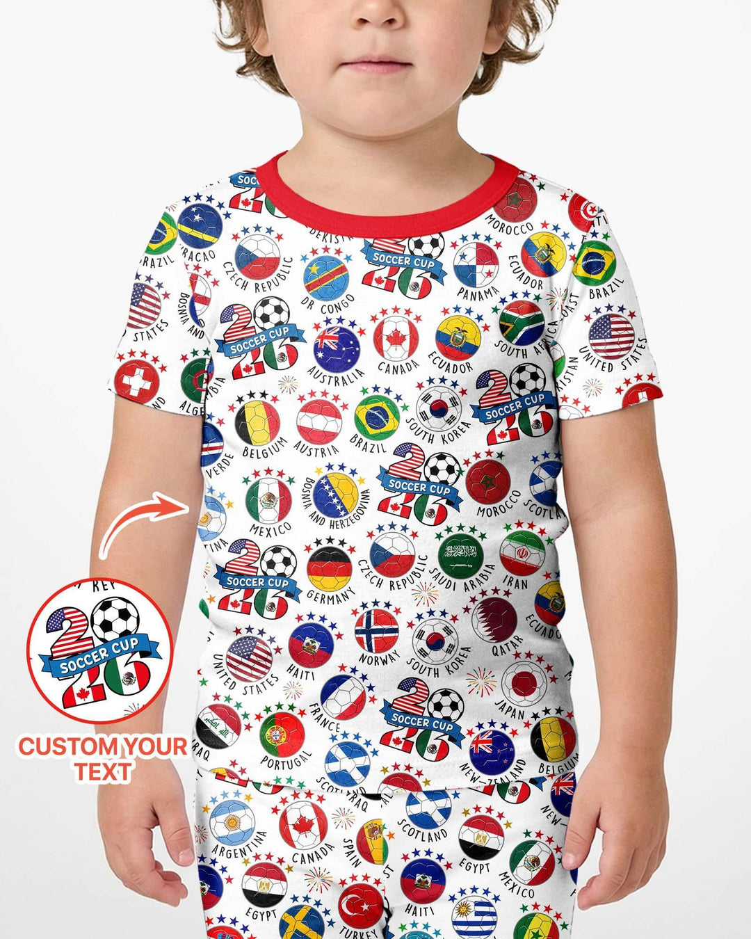The World Plays Here 2026 Soccer Tour Bamboo Two Piece Short Sleeve Shorts Pajama Set