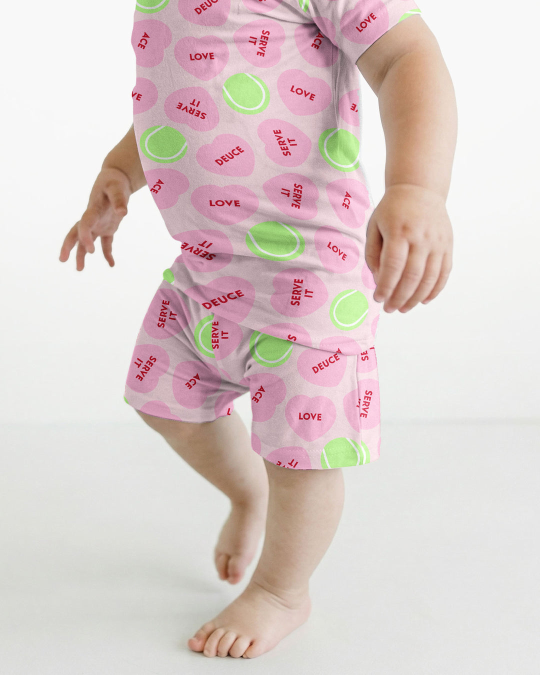 Tennis with Love Two Piece Short Sleeve Shorts Pajama Set
