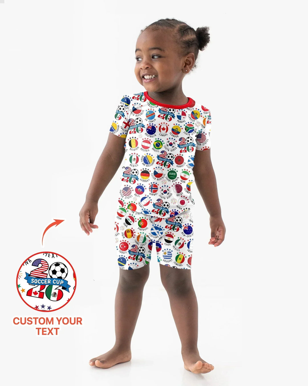 The World Plays Here 2026 Soccer Tour Bamboo Two Piece Short Sleeve Shorts Pajama Set