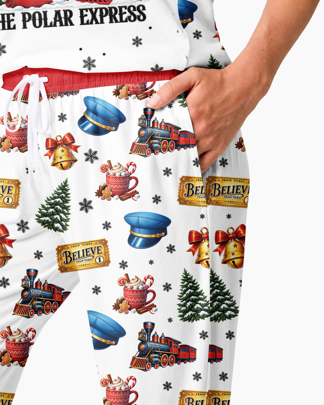 Custom Name Believe Polar Express Christmas Bamboo Women Pajama Set