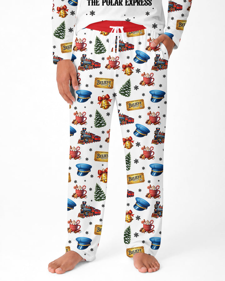 Custom Name Believe Polar Express Christmas Bamboo Men's Pajama Set