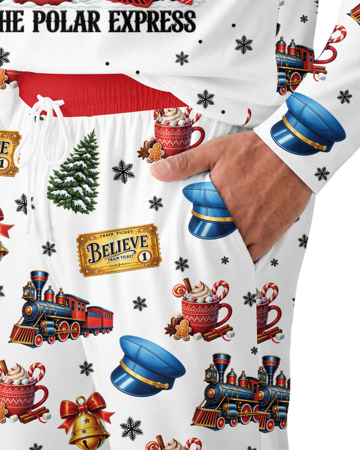 Custom Name Believe Polar Express Christmas Bamboo Men's Pajama Set