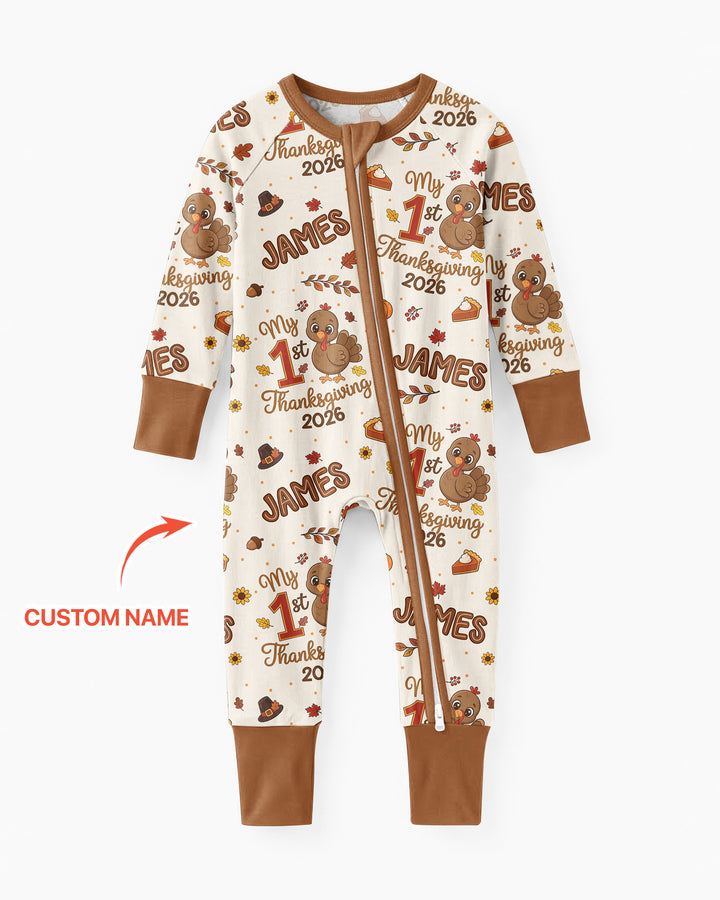 Custom Name My 1st Thanksgiving 2026 Bamboo Convertible Zippy