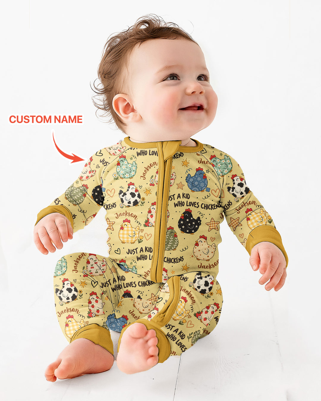 Custom Name Just A Kid Who Loves Chickens Bamboo Convertible Zippy