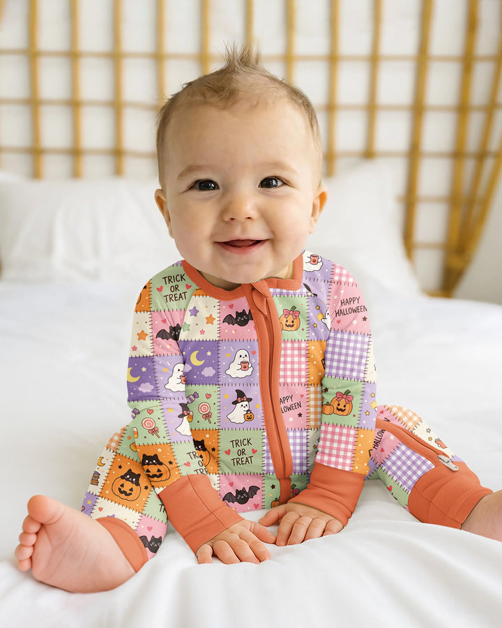 Cute Halloween Trick Or Treat Patchwork Bamboo Convertible Zippy