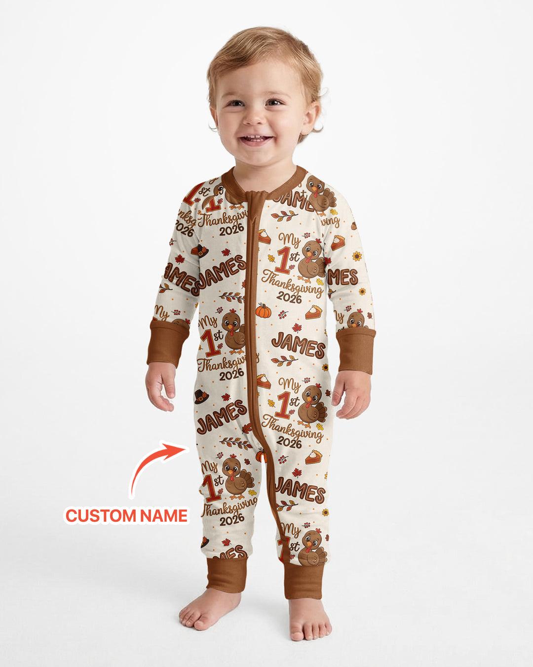 Custom Name My 1st Thanksgiving 2026 Bamboo Convertible Zippy