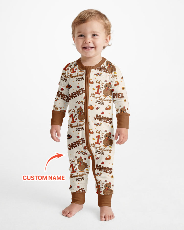 Custom Name My 1st Thanksgiving 2026 Bamboo Convertible Zippy