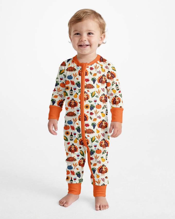 Thanksgiving Turkey Wine Harvest Bamboo Convertible Zippy