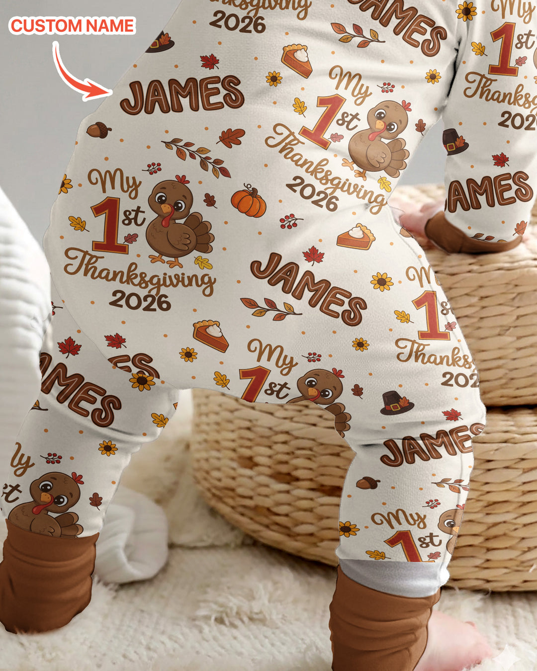 Custom Name My 1st Thanksgiving 2026 Bamboo Convertible Zippy