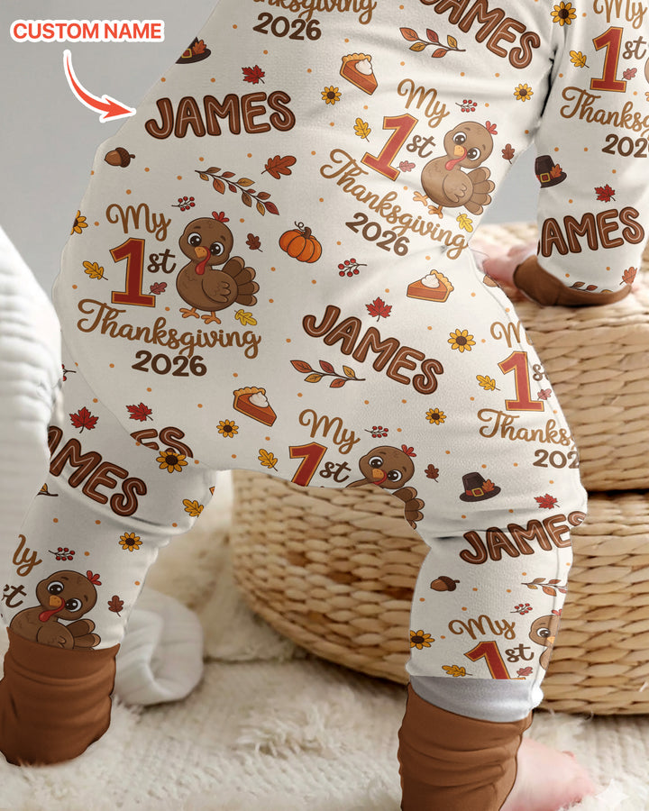 Custom Name My 1st Thanksgiving 2026 Bamboo Convertible Zippy