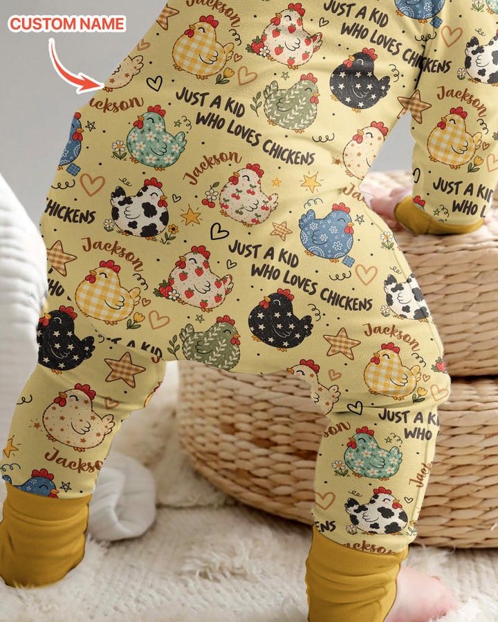Custom Name Just A Kid Who Loves Chickens Bamboo Convertible Zippy