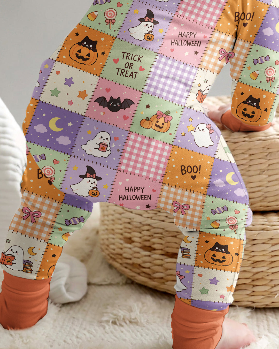 Cute Halloween Trick Or Treat Patchwork Bamboo Convertible Zippy