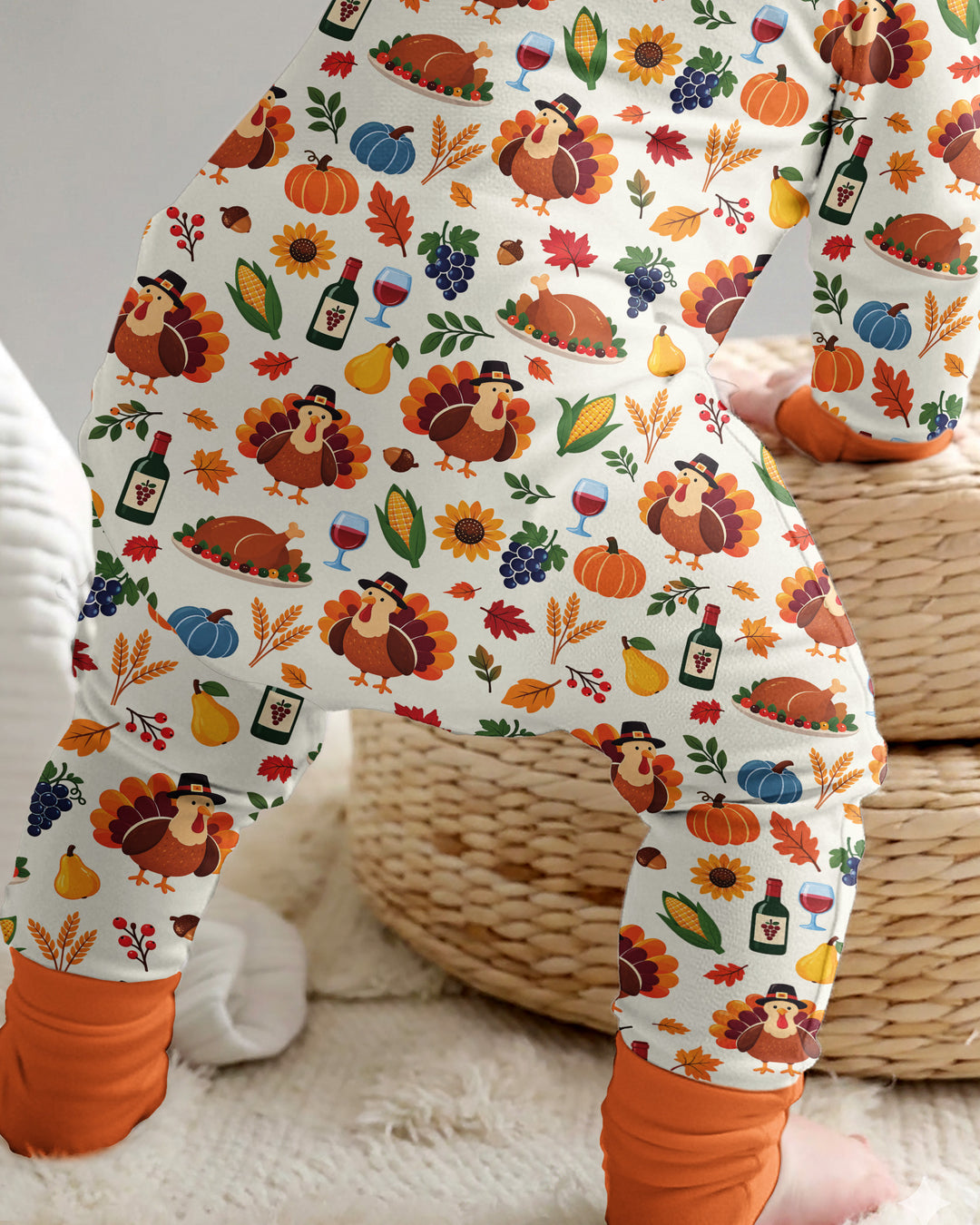 Thanksgiving Turkey Wine Harvest Bamboo Convertible Zippy