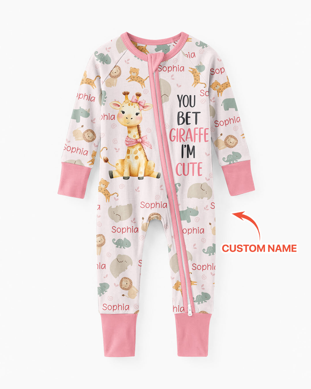 You Bet Giraffe I'm Cute Custom Name Bamboo Convertible Zippy