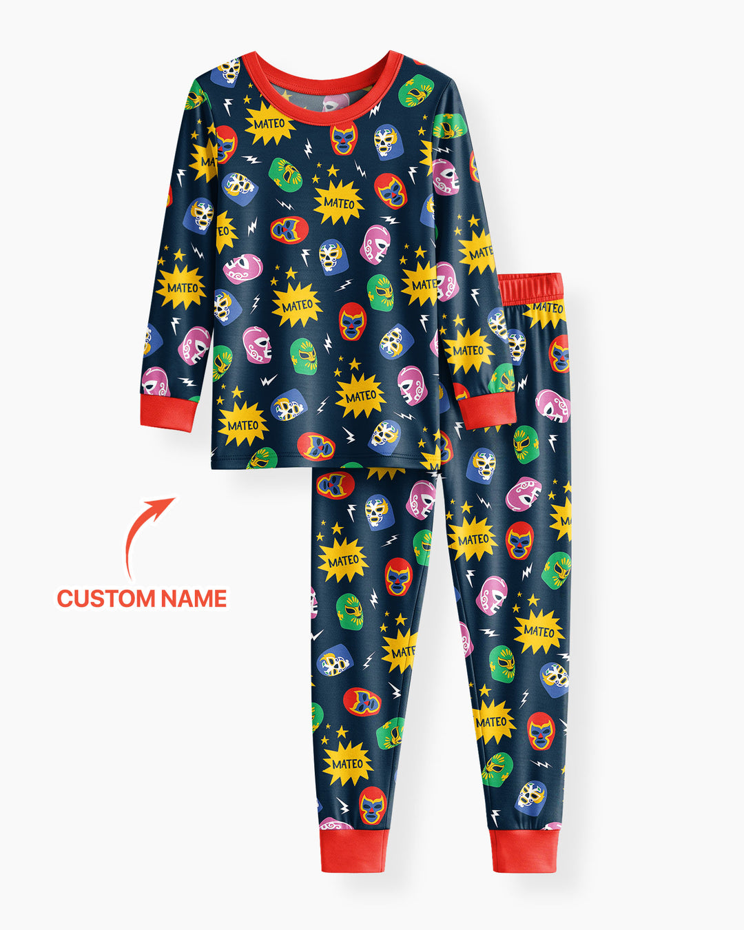 Lucha Libre Custom Name Bamboo Two Piece Long Sleeve Pajama Set
