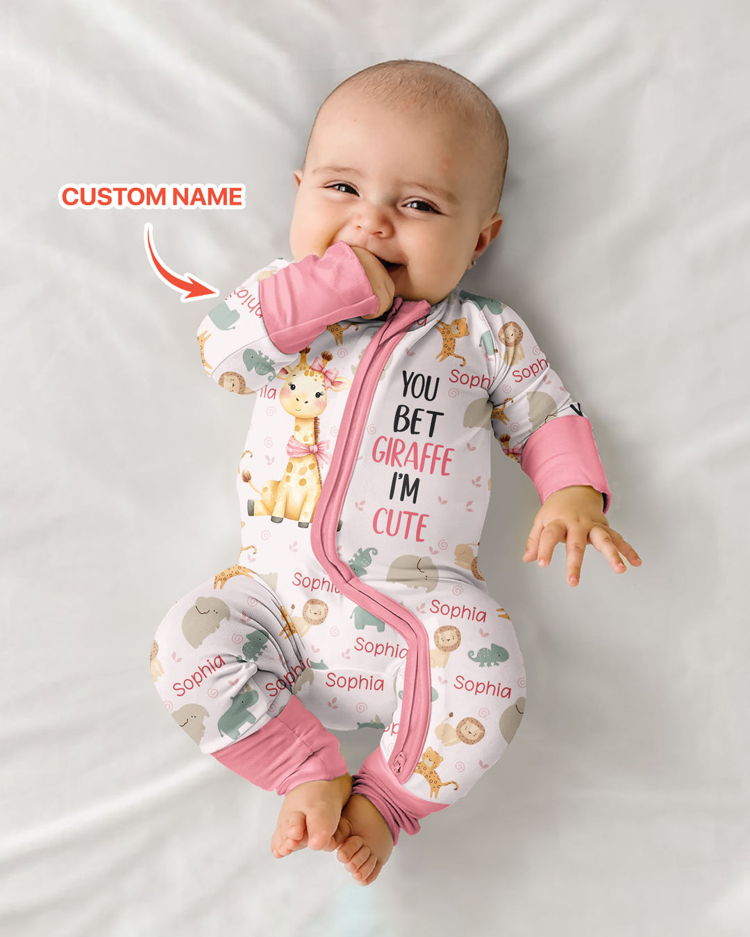 You Bet Giraffe I'm Cute Custom Name Bamboo Convertible Zippy
