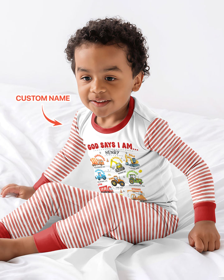 Personalized God Says I Am Bamboo Two Piece Long Sleeve Pajama Set