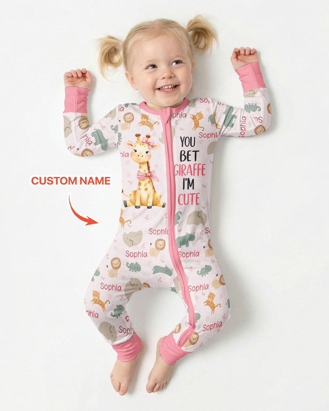 You Bet Giraffe I'm Cute Custom Name Bamboo Convertible Zippy