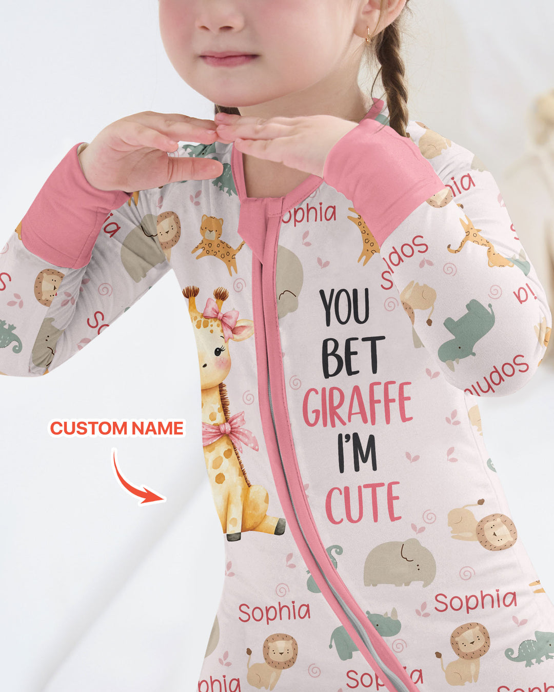 You Bet Giraffe I'm Cute Custom Name Bamboo Convertible Zippy
