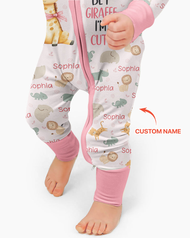 You Bet Giraffe I'm Cute Custom Name Bamboo Convertible Zippy