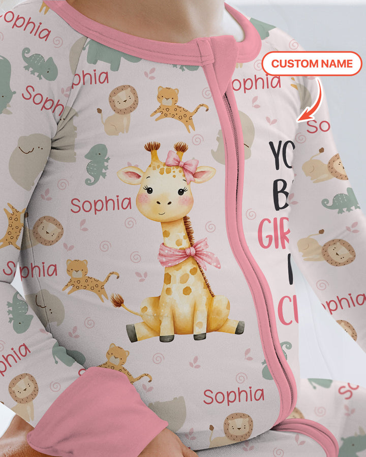 You Bet Giraffe I'm Cute Custom Name Bamboo Convertible Zippy