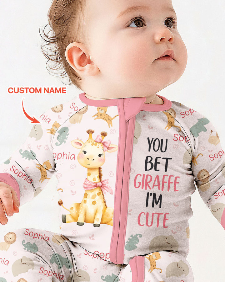 You Bet Giraffe I'm Cute Custom Name Bamboo Convertible Zippy