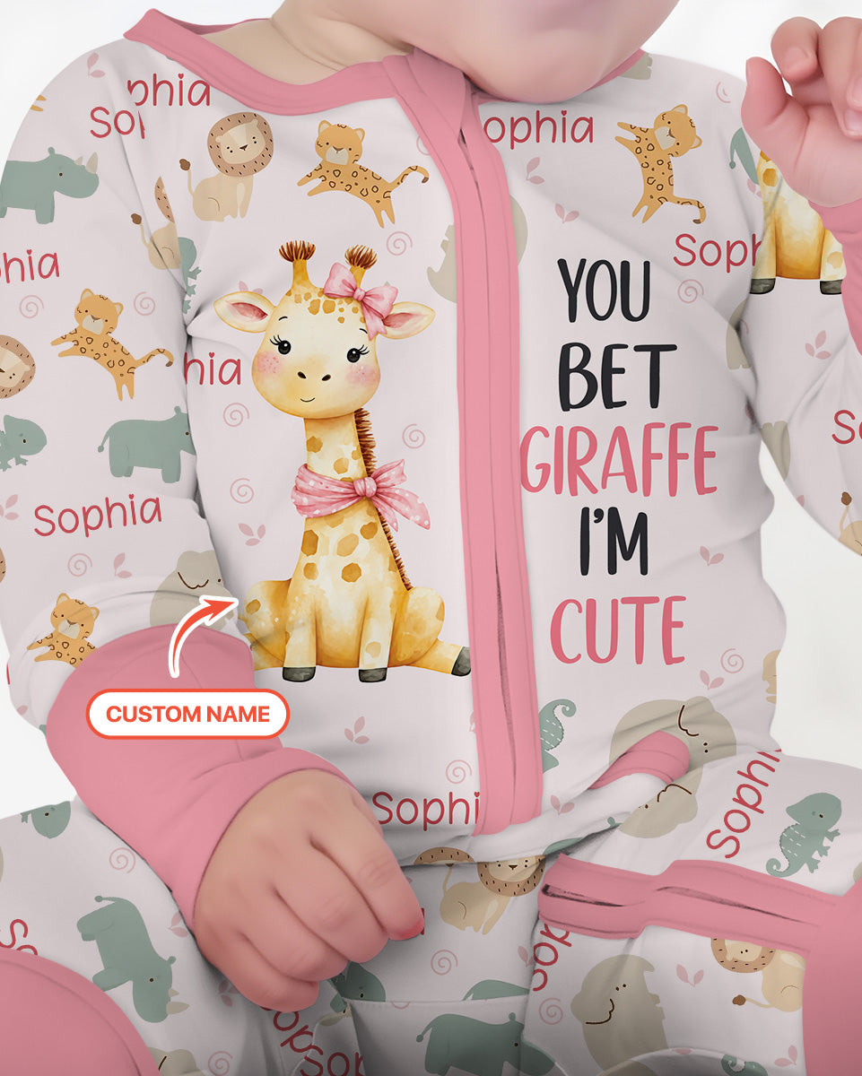 You Bet Giraffe I'm Cute Custom Name Bamboo Convertible Zippy