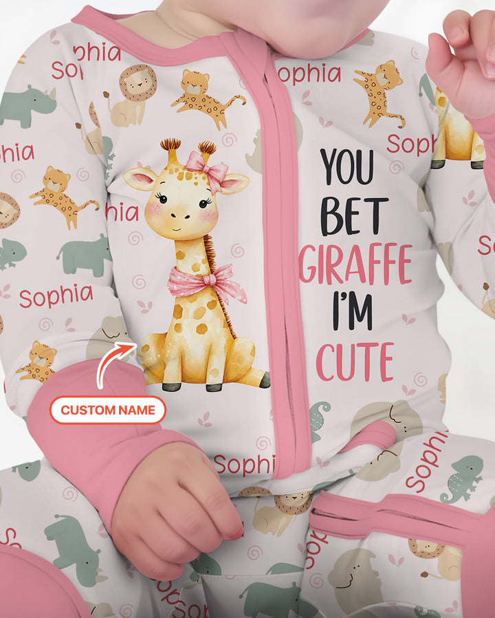 You Bet Giraffe I'm Cute Custom Name Bamboo Convertible Zippy