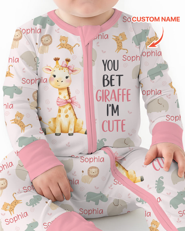 You Bet Giraffe I'm Cute Custom Name Bamboo Convertible Zippy