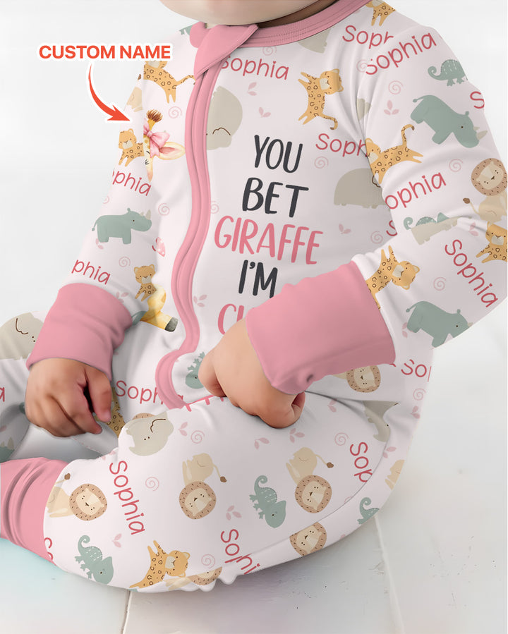 You Bet Giraffe I'm Cute Custom Name Bamboo Convertible Zippy