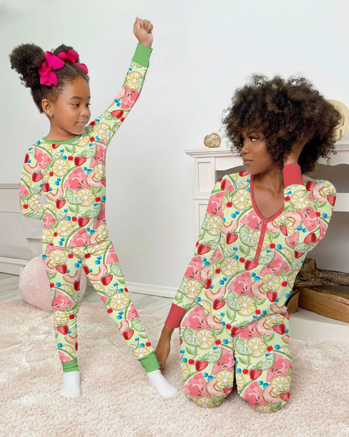 Sweet Summer Fruits Family Matching Bamboo Women Pajama Set