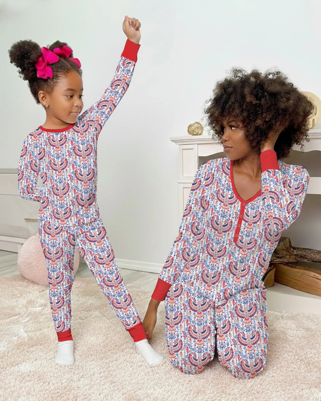 Patriotic Eagle Bamboo Two Piece Long Sleeve Pajama Set
