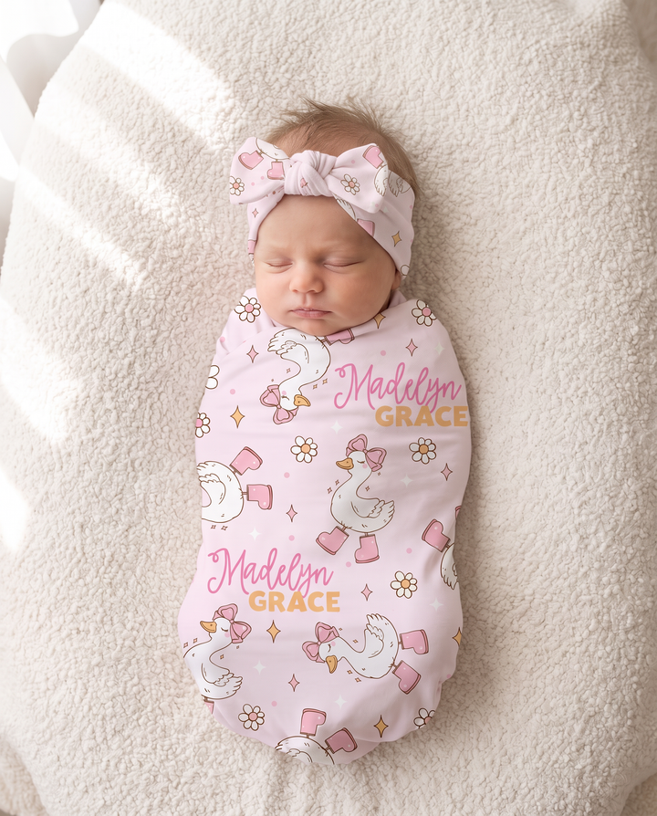 Personalized Silly Goose Bamboo Swaddle Blanket