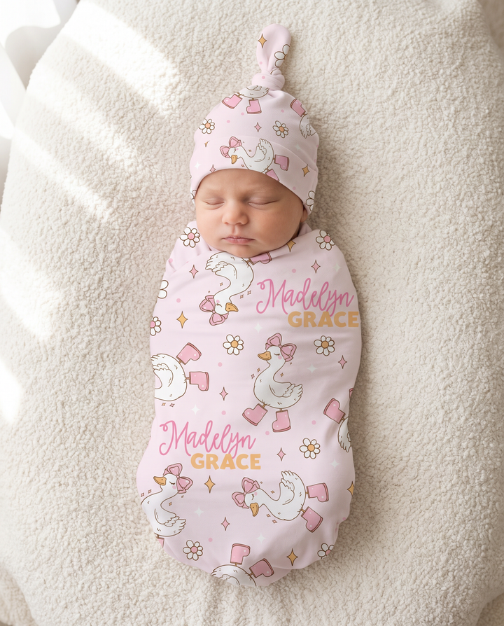 Personalized Silly Goose Bamboo Swaddle Blanket