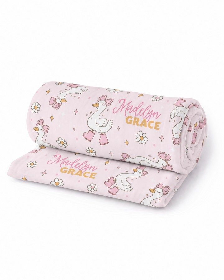 Personalized Silly Goose Bamboo Swaddle Blanket