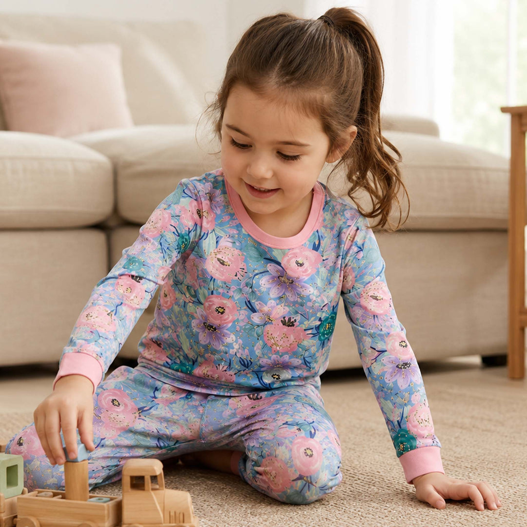 Magical Flower Garden Bamboo Two Piece Long Sleeve Pajama Set