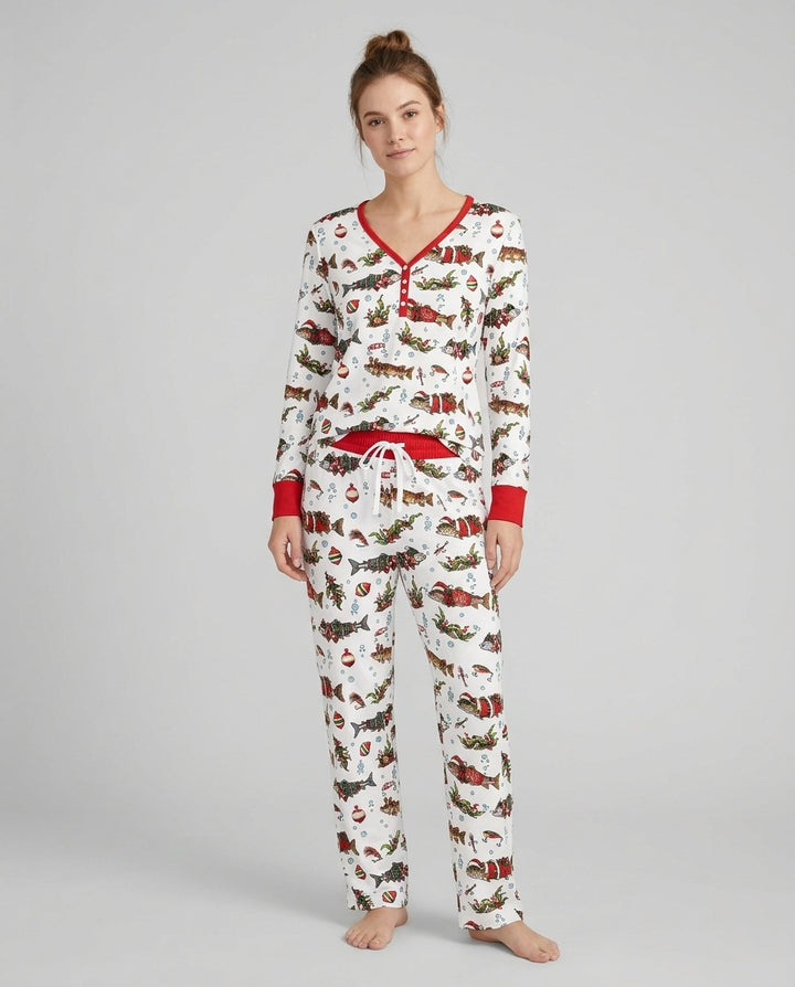Christmas Trout Fishing Bamboo Women Pajama Set