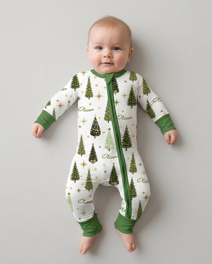 Custom Name Merry Christmas Tree Bamboo Convertible Zippy