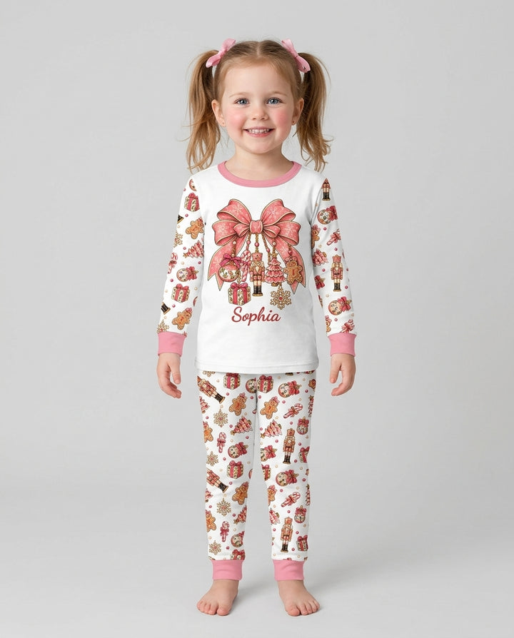 Custom Name Nutcracker The Bow Bamboo Two Piece Long Sleeve Pajama Set
