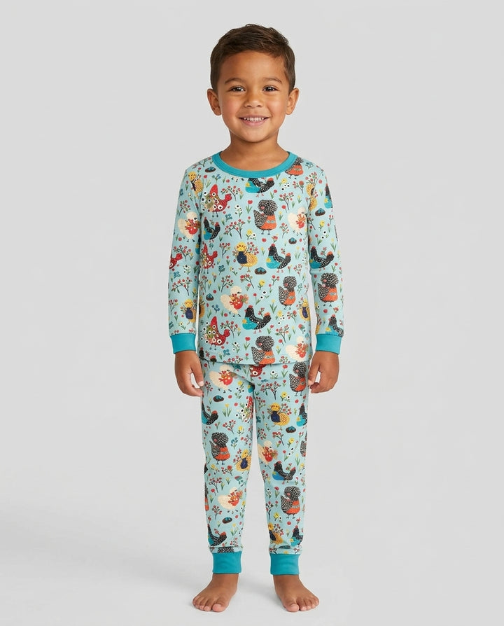 Chicken Garden Bamboo Two Piece Long Sleeve Pajama Set