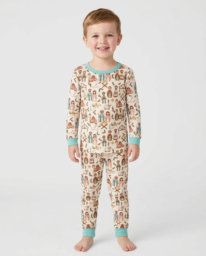 Holy Night Nativity Bamboo Two Piece Long Sleeve Pajama Set