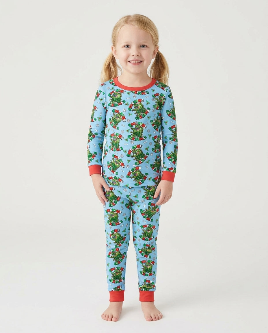 Merry Roarsome Christmas  Bamboo Two Piece Long Sleeve Pajama Set