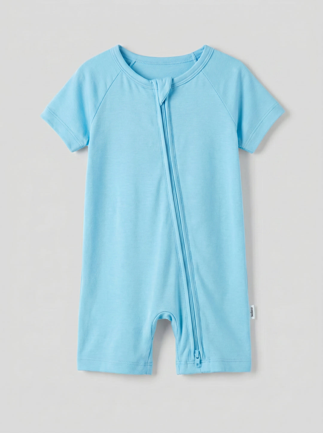 Light Blue Bamboo Shorty Zippered Romper
