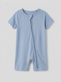 Light Steel Blue Bamboo Shorty Zippered Romper