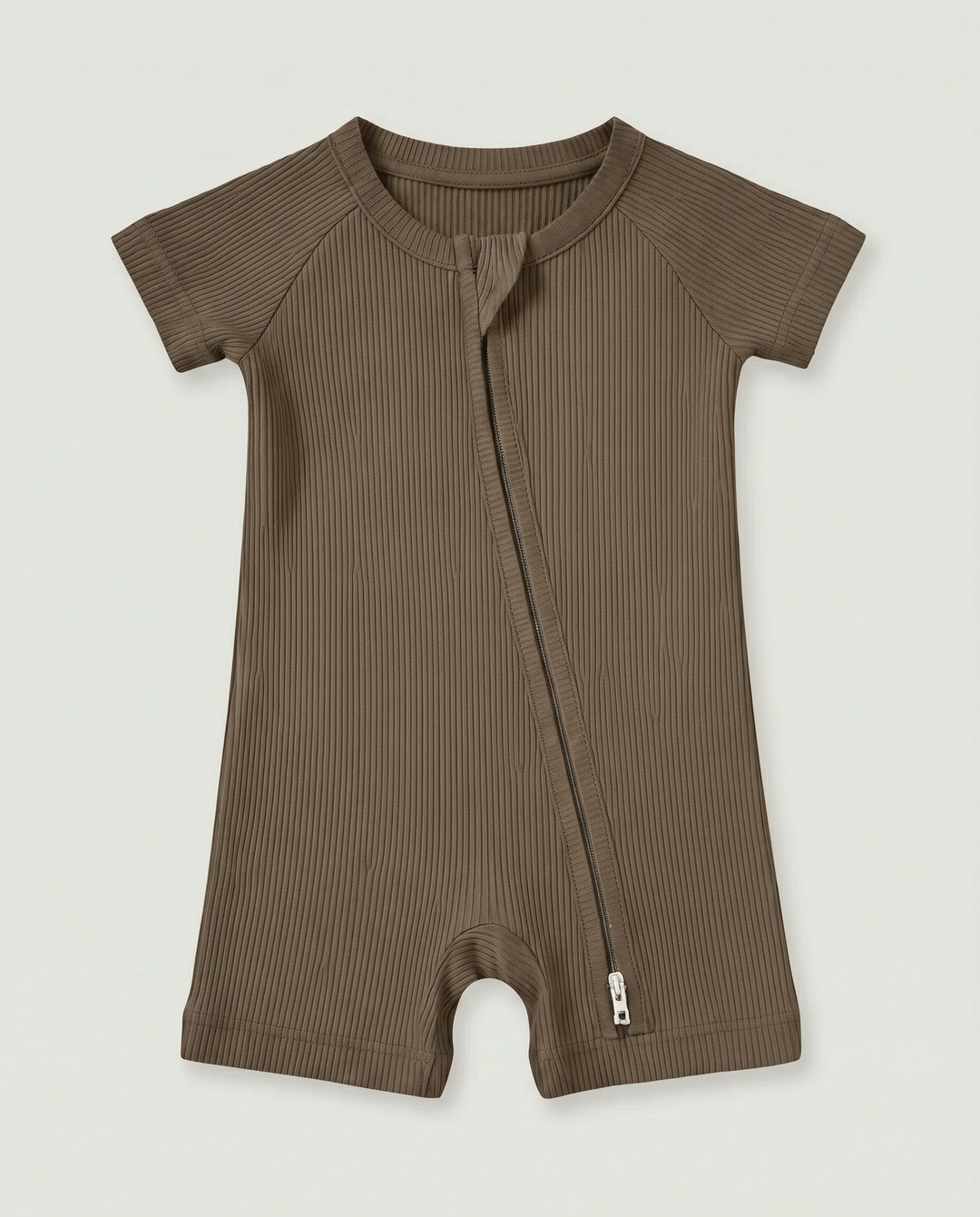 Cocoa Ribbed Bamboo Shorty Zippy
