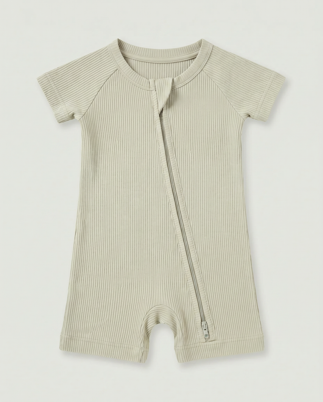 Vanilla Cream Ribbed Bamboo Shorty Zippy