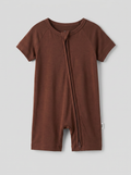 Brown Chocolate Bamboo Shorty Zippered Romper