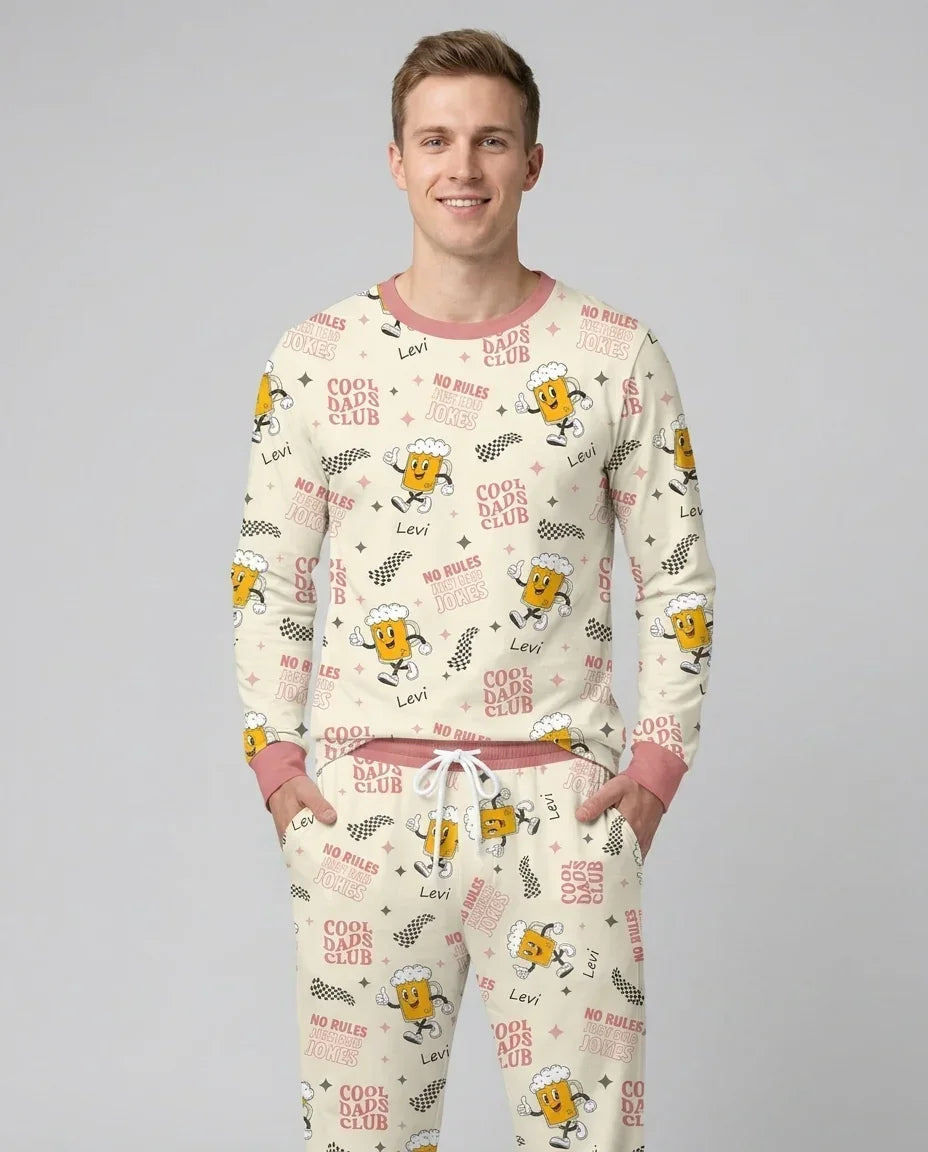 Custom Name Cool Club Daddy & Me Matching Bamboo Men's Pajama Set
