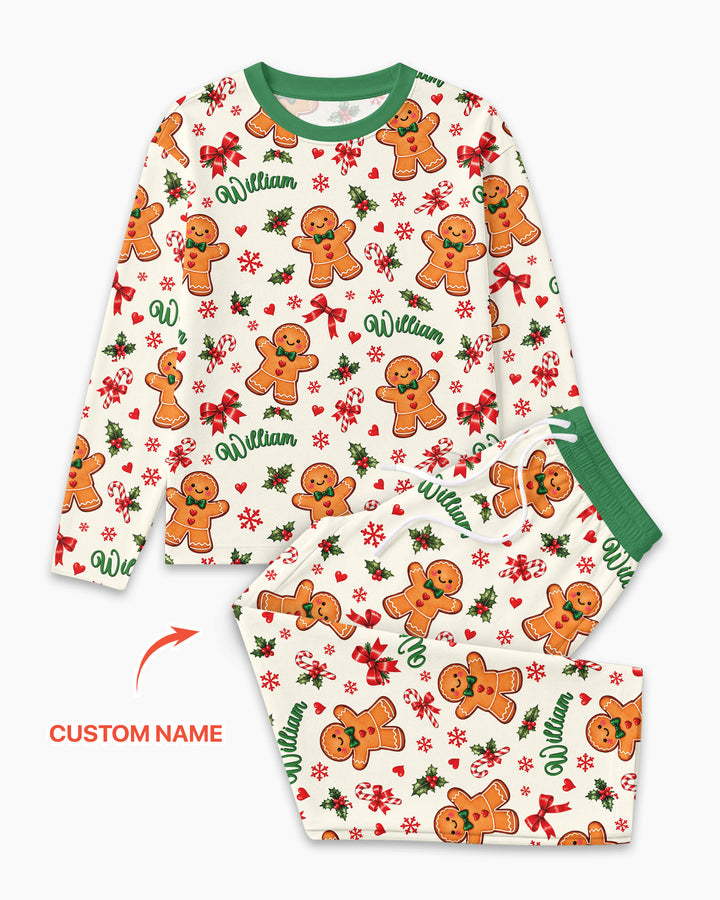 Custom Name Gingerbread Bamboo Men's Pajama Set